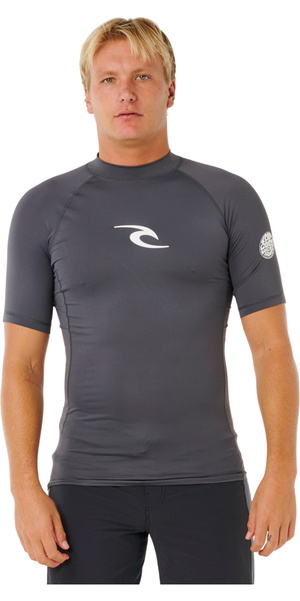 2026 Rip Curl Hombres Waves UPF Performance Camiseta De Lycra De Manga Corta 16MMRV - Charcoal Grey